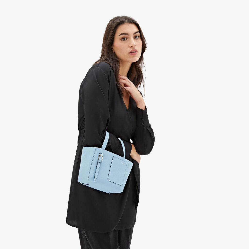 Valextra Borsa a secchiello da Donna in Pelle rigida Blu | Valextra Soft Online