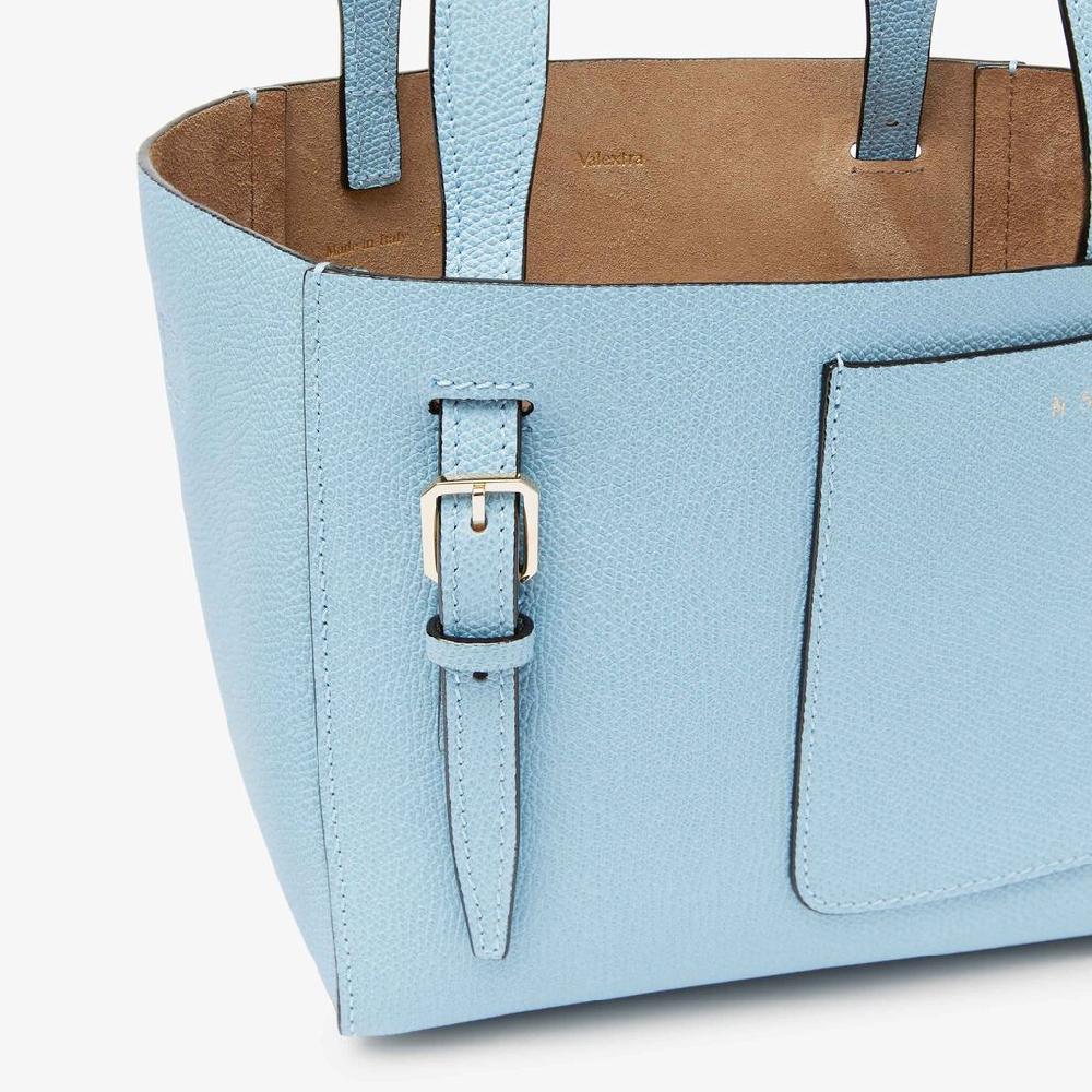 Valextra Borsa a secchiello da Donna in Pelle rigida Blu | Valextra Soft Online