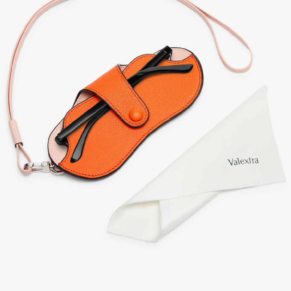 Valextra Custodia occhiali di Lusso in Pelle Arancione e Rosa | Valextra In Vendita
