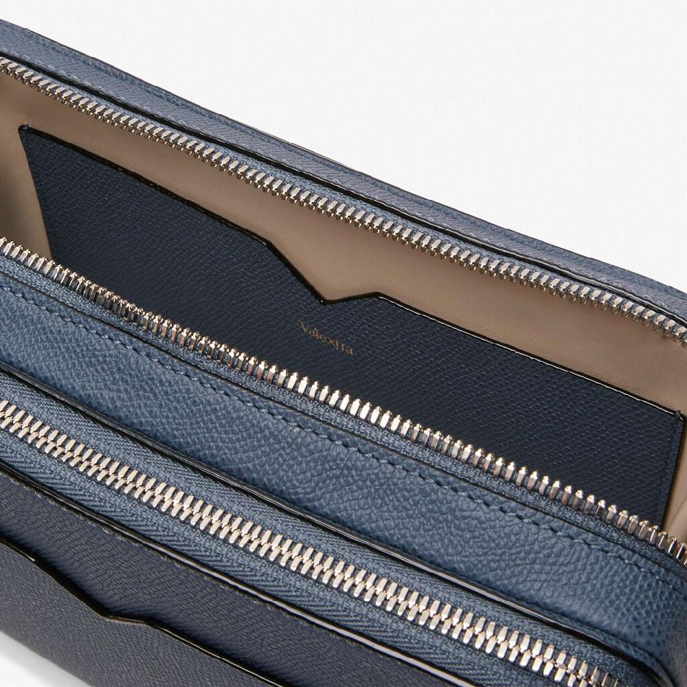 Valextra Borsa a tracolla da Uomo in Pelle Grigia | Valextra V-Line Vendita Calda