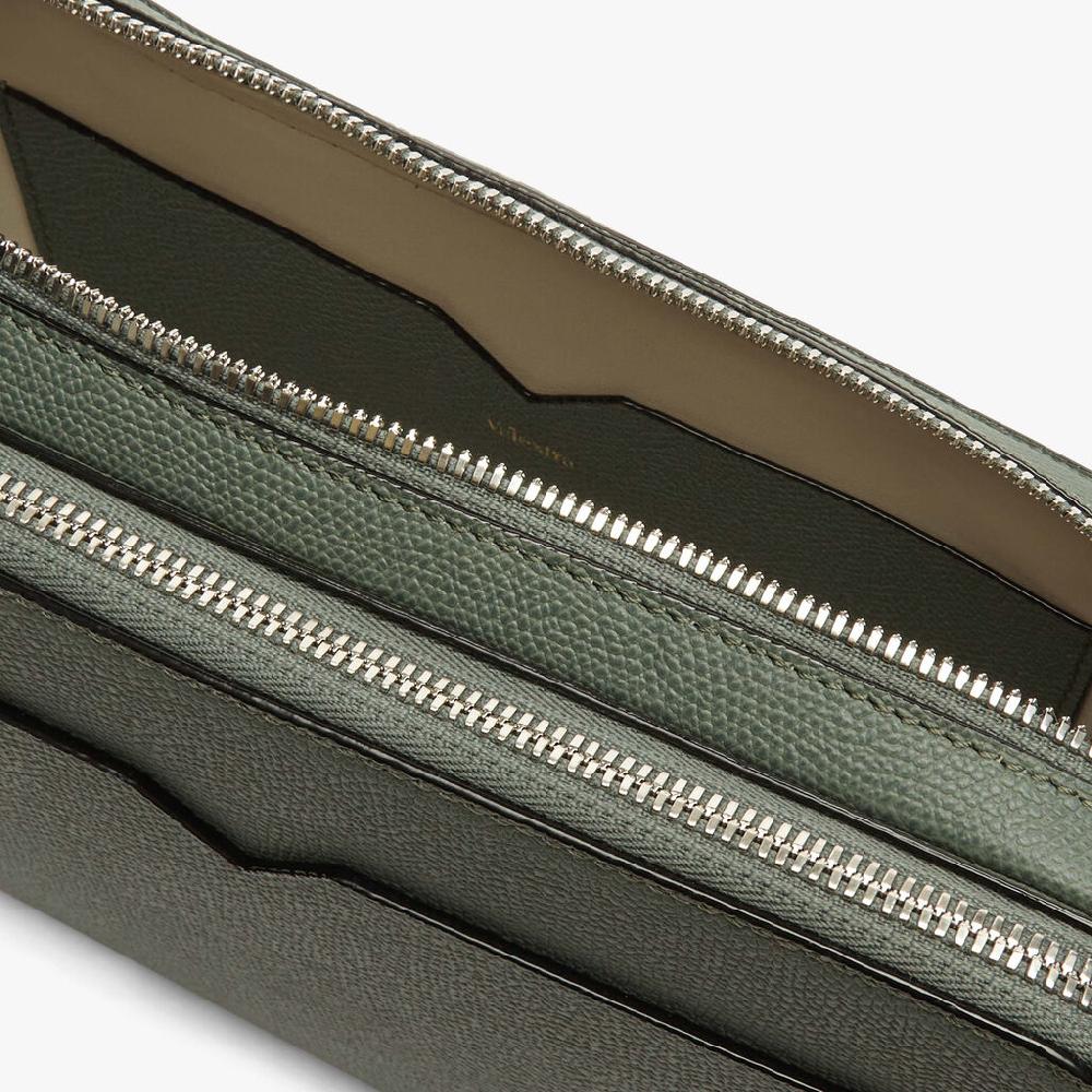 Valextra Bum bag da Uomo in Pelle Verde di Lusso | Valextra V-Line Vendita Economica