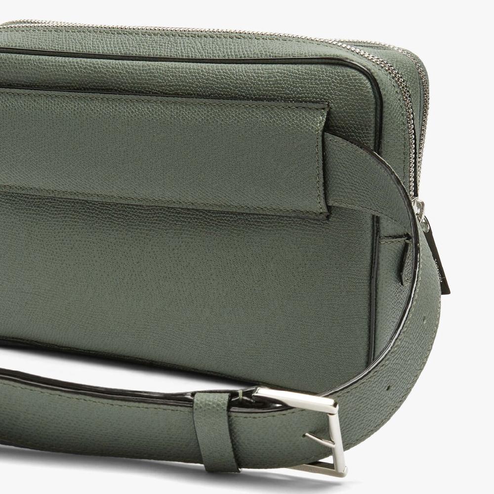 Valextra Bum bag da Uomo in Pelle Verde di Lusso | Valextra V-Line Vendita Economica
