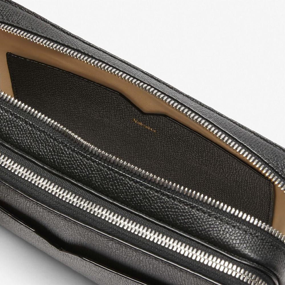 Valextra Marsupio a tracolla in Pelle Nera | Valextra V-Line Saldi Di Fabbrica