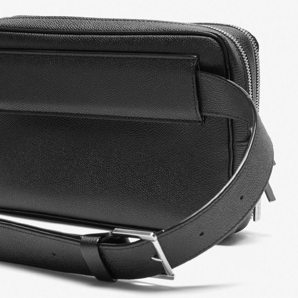 Valextra Marsupio a tracolla in Pelle Nera | Valextra V-Line Saldi Di Fabbrica