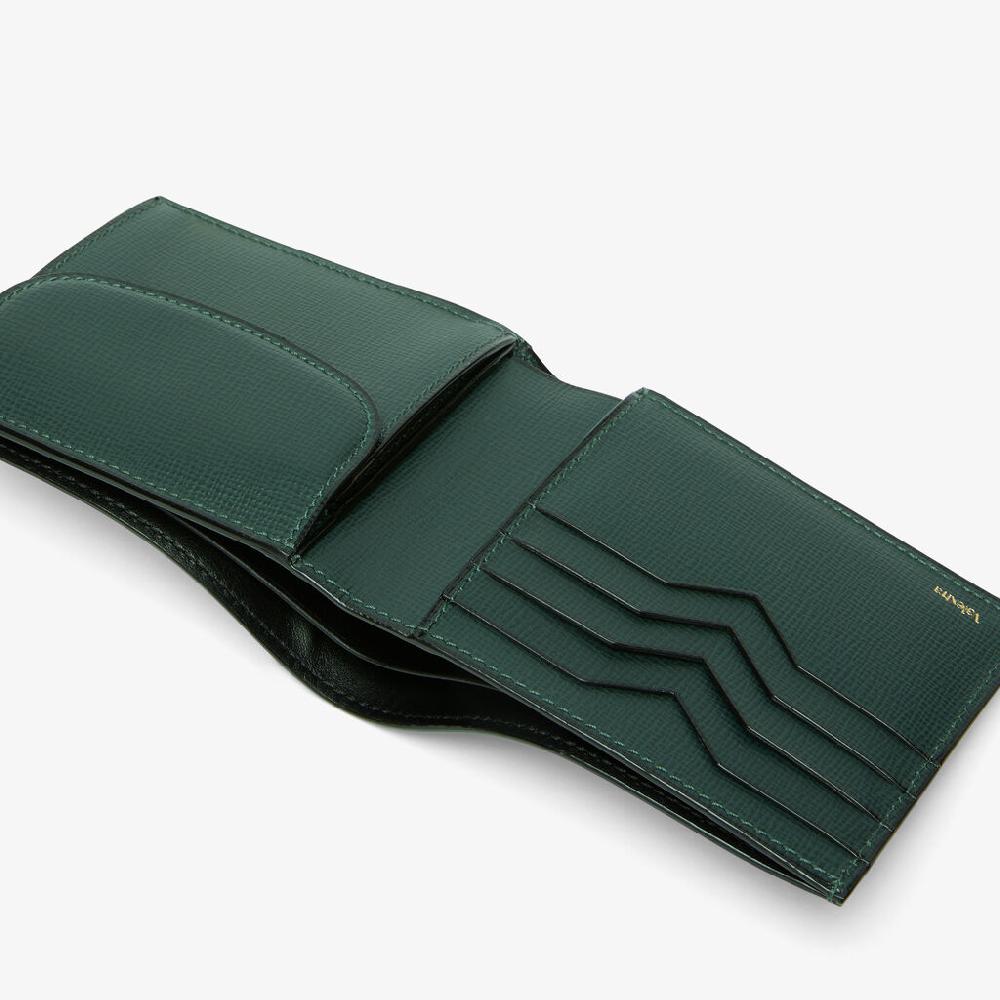 Valextra Portafoglio Bifold in Pelle Verde con portamonete | Valextra Vendite Flash