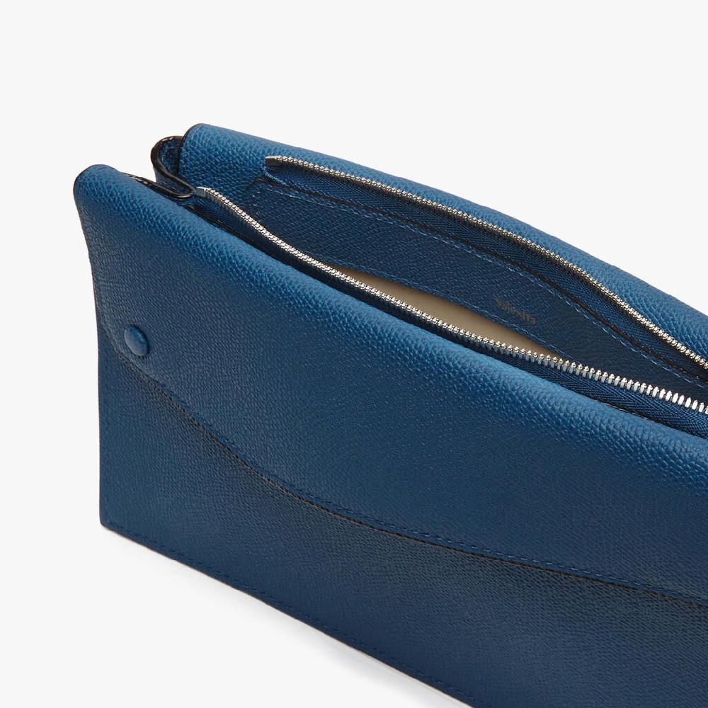 Valextra Borsa a tracolla da Uomo Mini in Pelle Blu | Valextra Pocket In Saldo