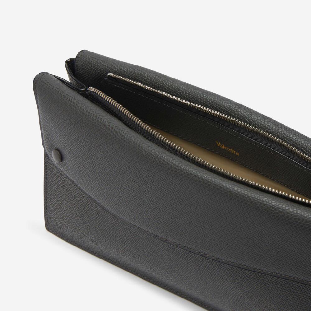 Valextra Borsa a tracolla da Uomo Mini in Pelle Grigia | Valextra Pocket Nuova