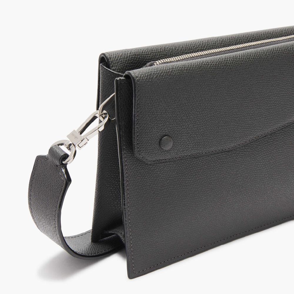 Valextra Borsa a tracolla da Uomo Mini in Pelle Grigia | Valextra Pocket Nuova