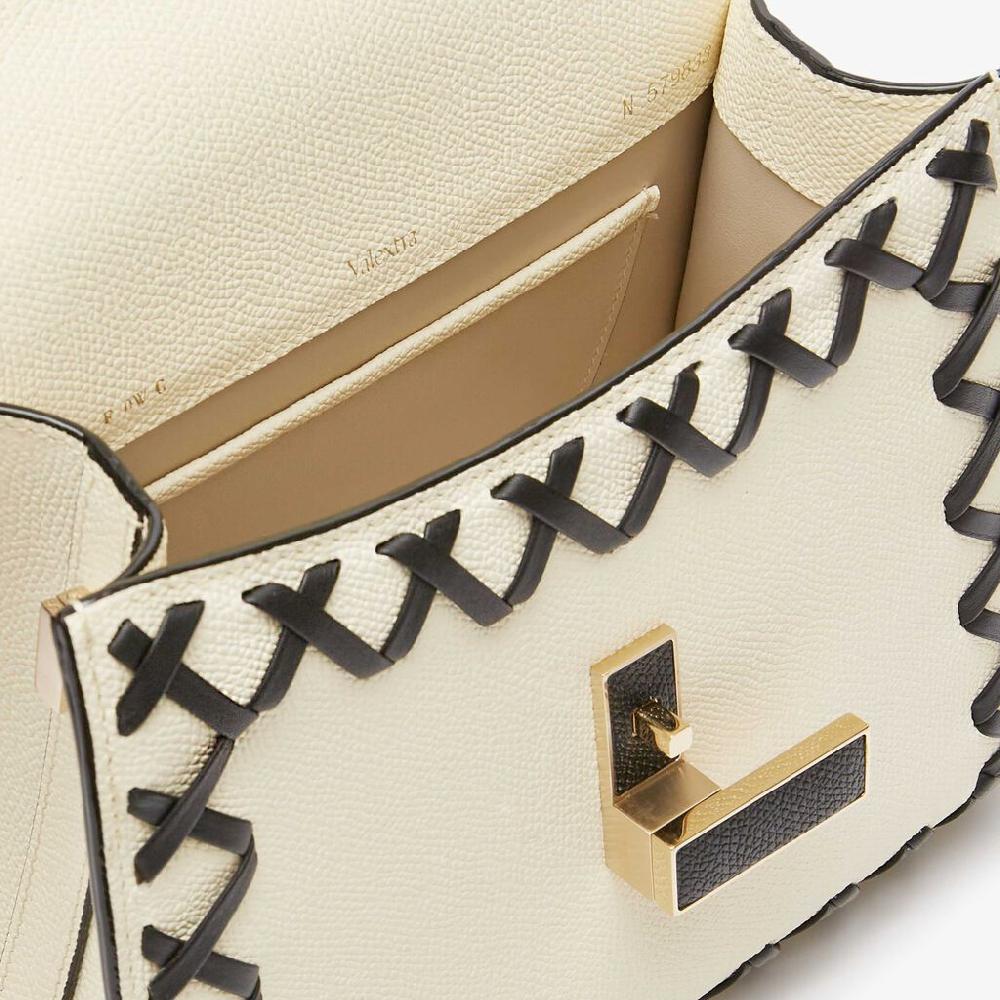 Valextra Borsa a mano Donna in Pelle Bianca con filo Nero | Valextra Iside Shopping Online