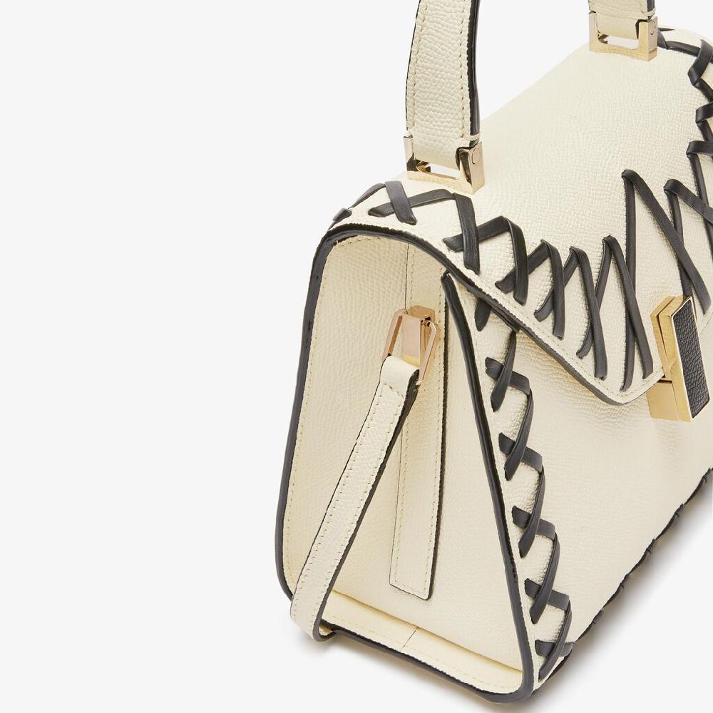 Valextra Borsa a mano Donna in Pelle Bianca con filo Nero | Valextra Iside Shopping Online
