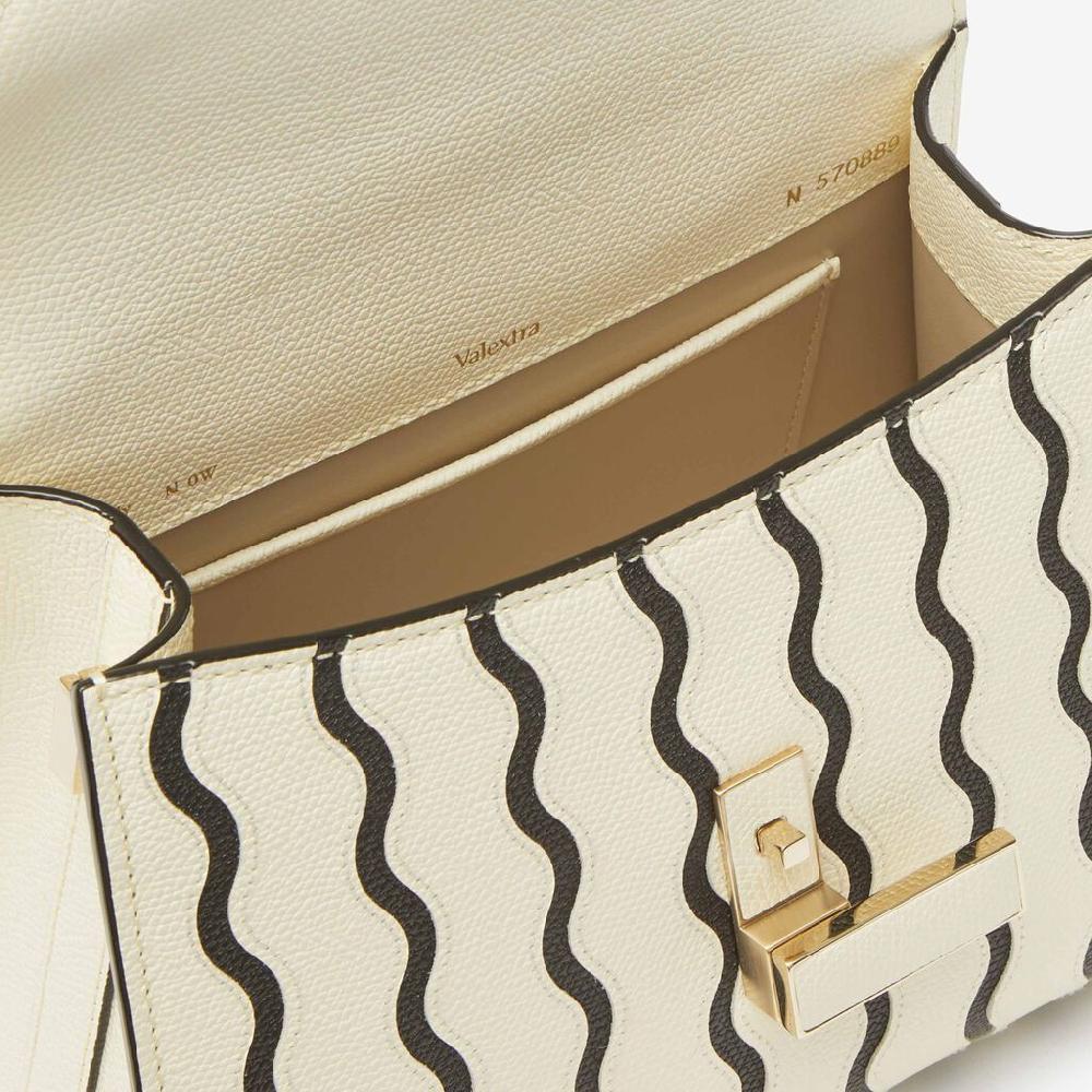 Valextra Borsa a mano Donna Mini in Pelle Bianca e Nera | Valextra Iside Prezzo Ridotto