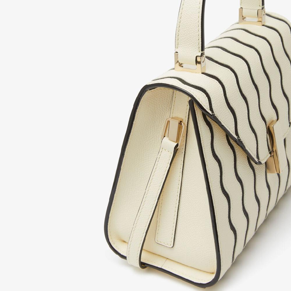 Valextra Borsa a mano Donna Mini in Pelle Bianca e Nera | Valextra Iside Prezzo Ridotto
