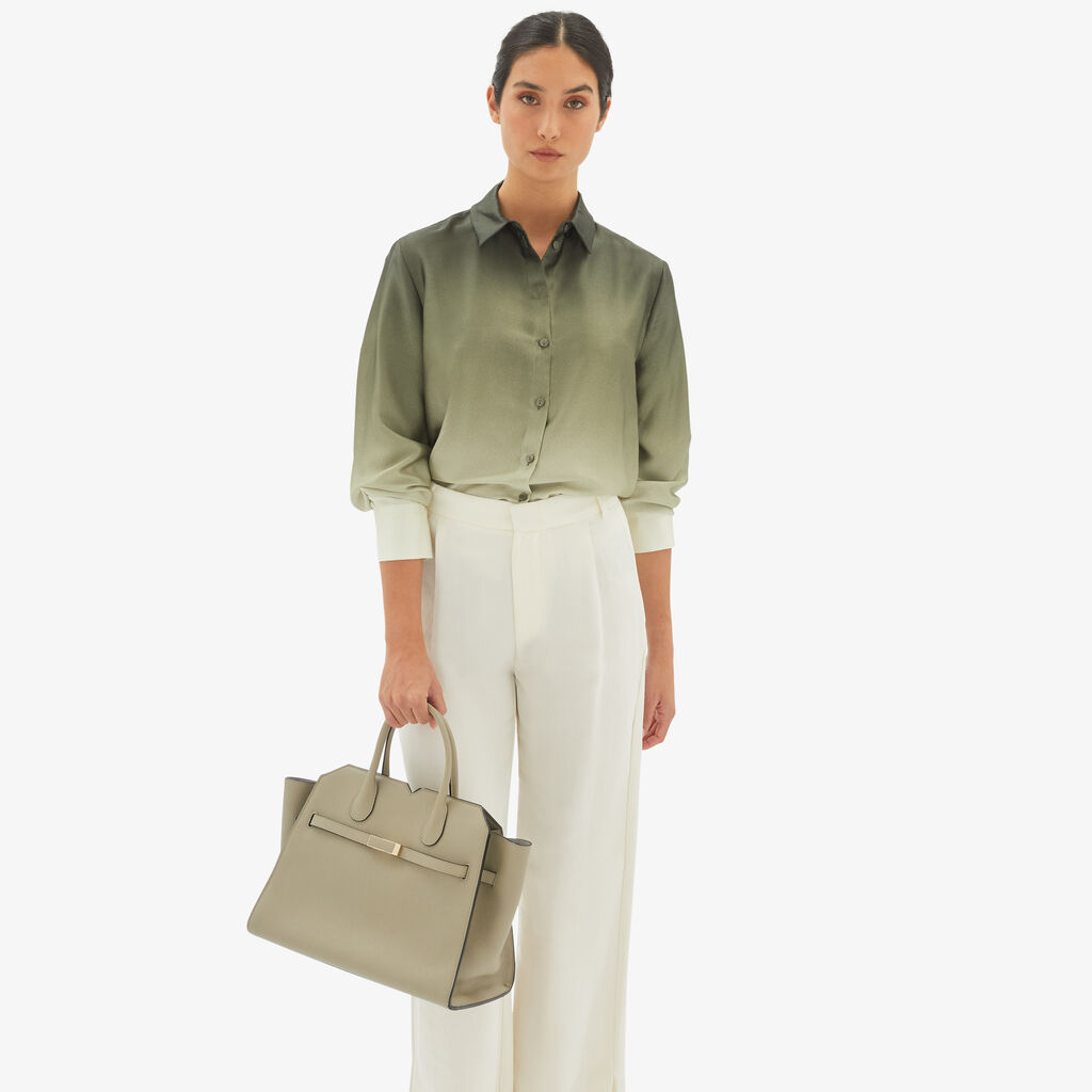 Valextra Borsa due manici Donna di Lusso in pelle Verde tundra | Valextra Presa