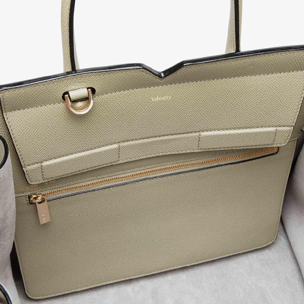Valextra Borsa due manici Donna di Lusso in pelle Verde tundra | Valextra Presa