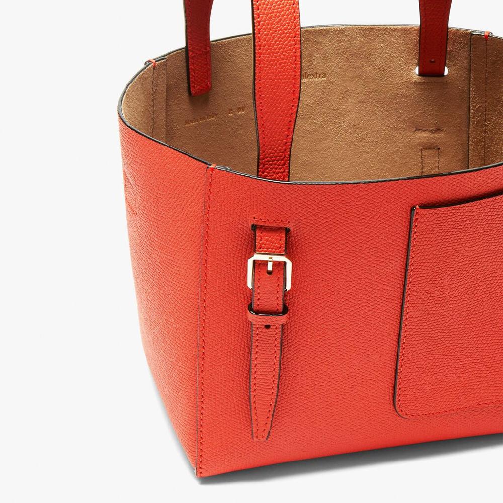 Valextra Borsa a secchiello in Pelle Rossa Papavero | Valextra Soft Offerta
