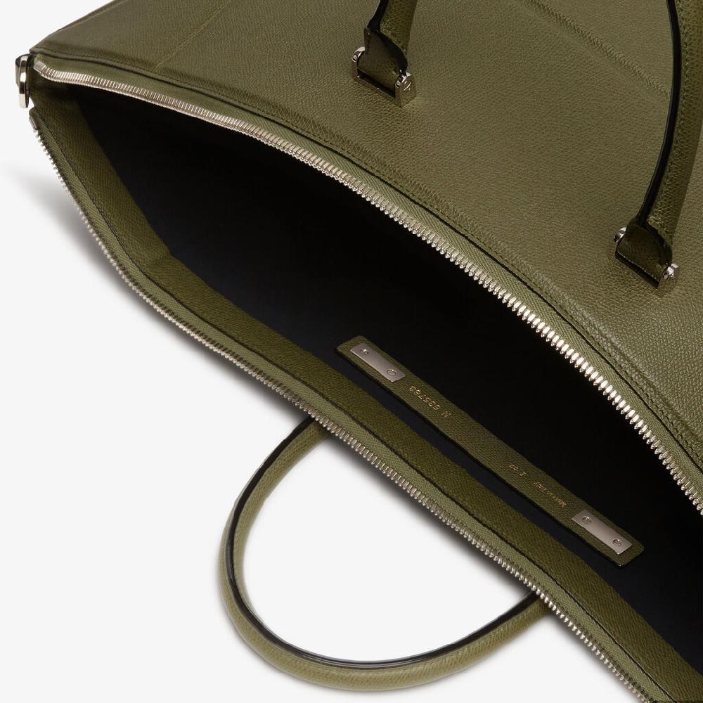 Valextra Borsa da viaggio spaziosa Verde Militare | Valextra Poliedrica Vendita Calda