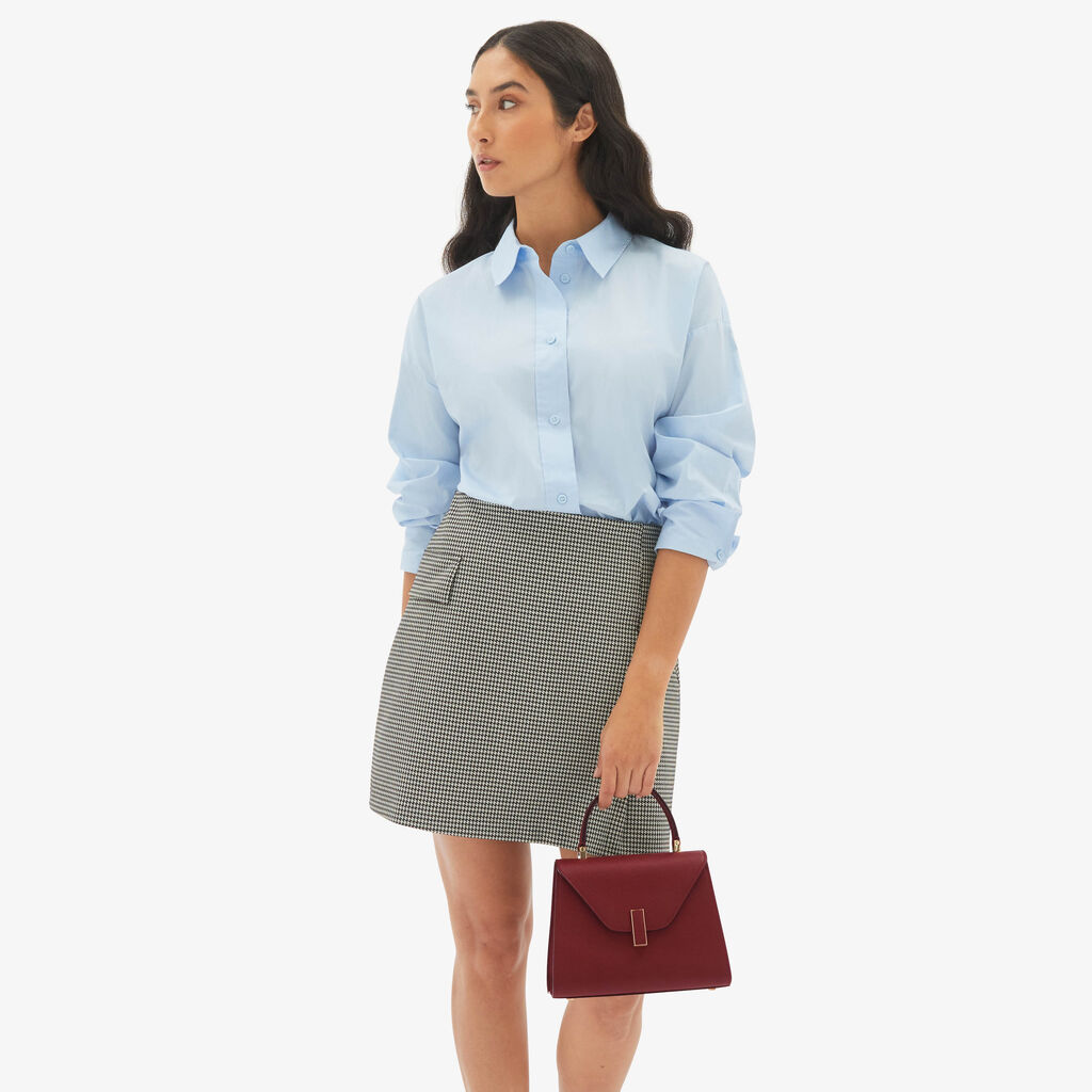 Valextra Borsa a mano Mini in Pelle Bordeaux | Valextra Iside Nuova