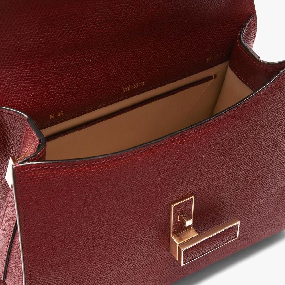 Valextra Borsa a mano Mini in Pelle Bordeaux | Valextra Iside Nuova