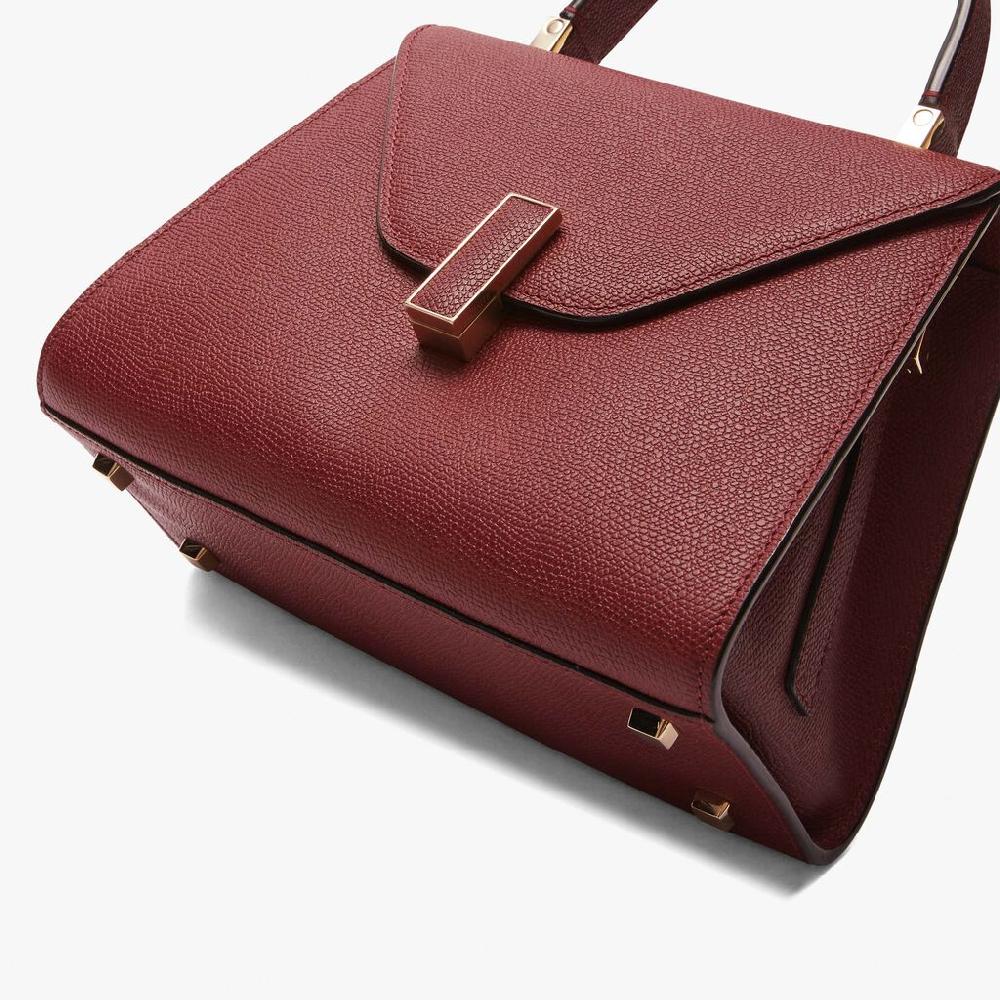 Valextra Borsa a mano Mini in Pelle Bordeaux | Valextra Iside Nuova