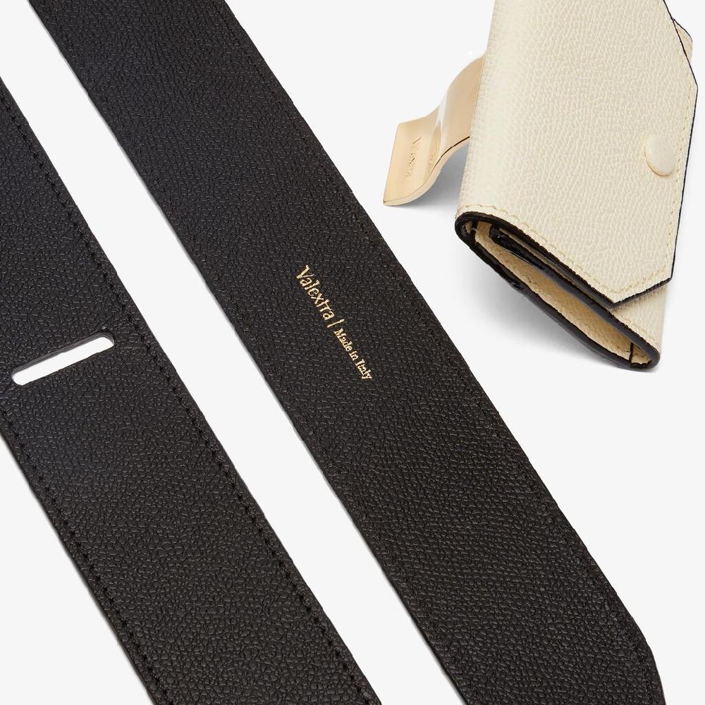 Valextra Tracolla in Pelle Nera e Bianca con portamonete | Valextra Moda