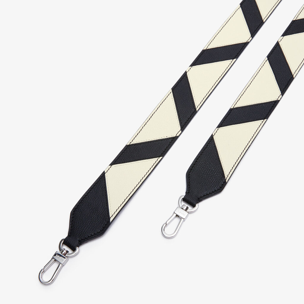 Valextra Tracolla Intarsia in Pelle Bianca e Nera | Valextra Vendita