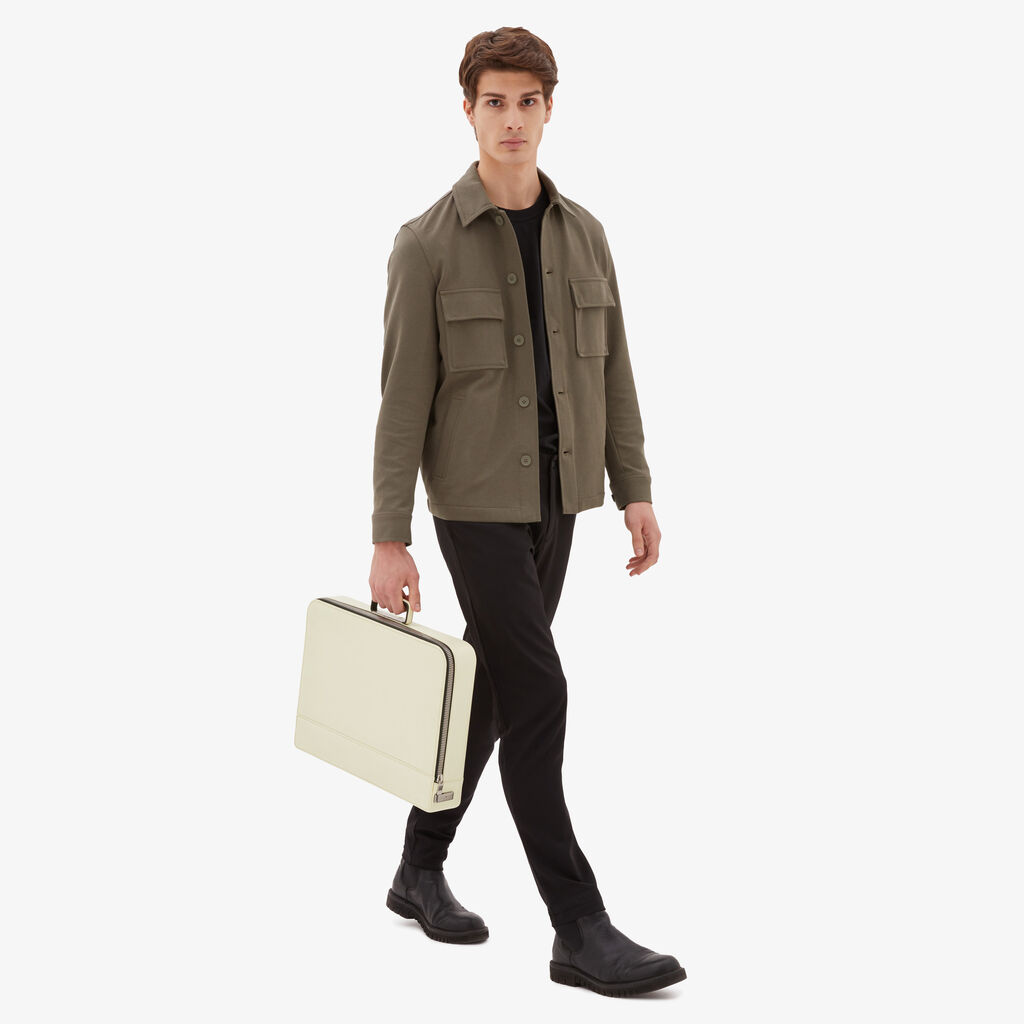Valextra Cartella Media in Pelle Bianca con zip | Valextra Premier Spedizione Gratuita