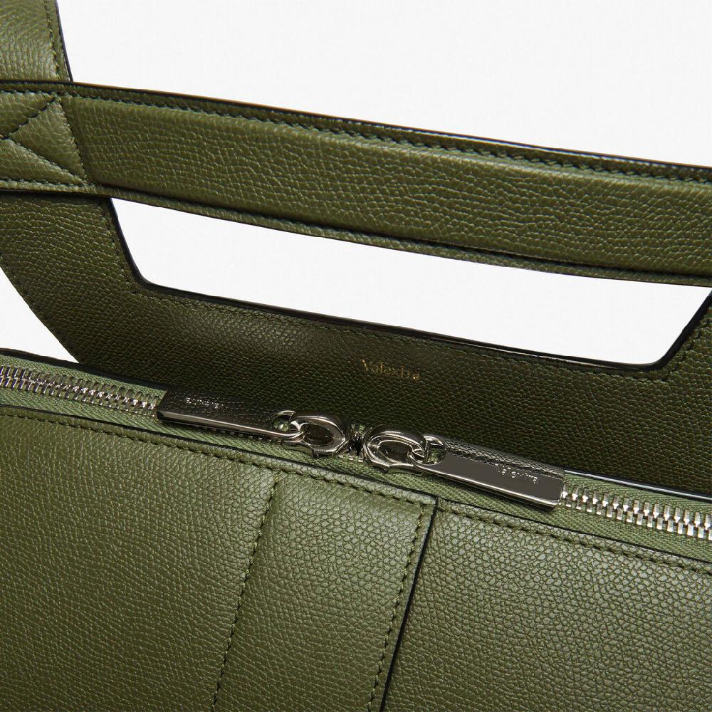 Valextra Valextra V-Line: Zaino elegante da lavoro in Pelle Verde Militare Promozione Limitata