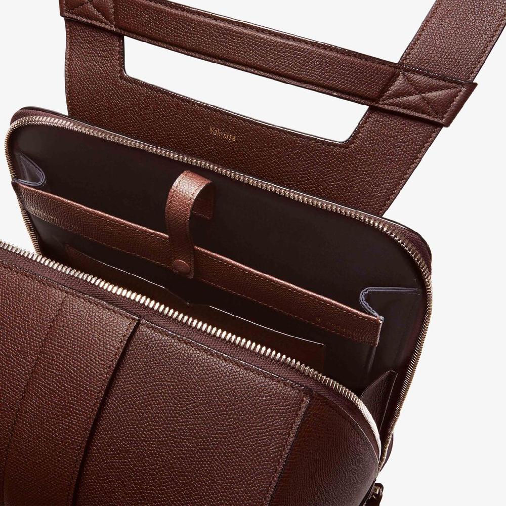 Valextra Zaino comodo ed ergonomico in Pelle Marrone | Valextra V-Line Fino Al -60%