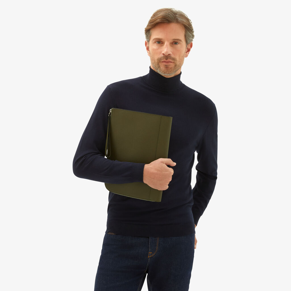 Valextra Portfolio da Uomo in Pelle Verde Militare | Valextra My Logo Sottocosto