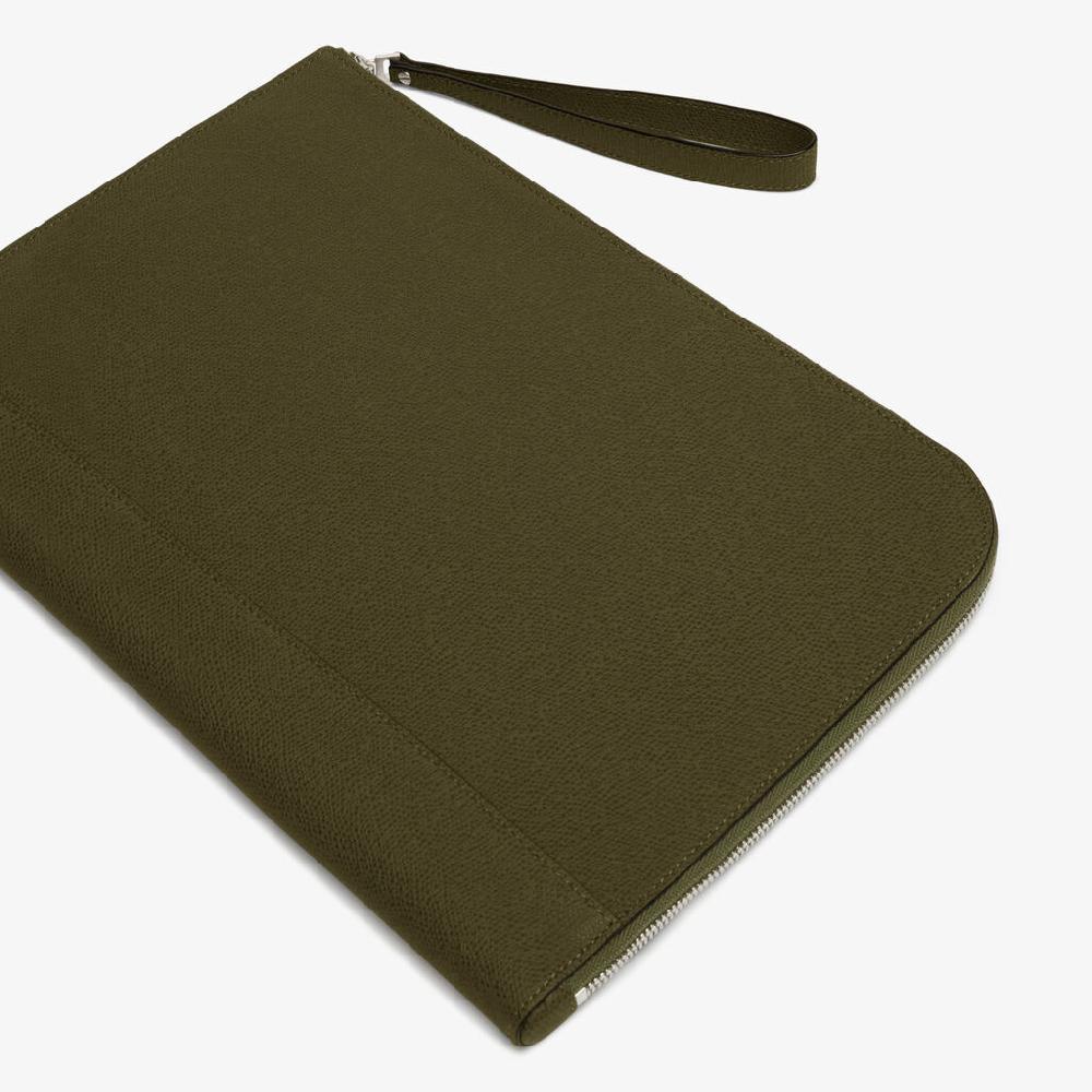 Valextra Portfolio da Uomo in Pelle Verde Militare | Valextra My Logo Sottocosto