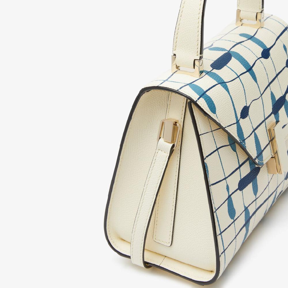 Valextra Borsa a mano Donna Mini in Pelle Bianca e Blu | Valextra Iside Presa
