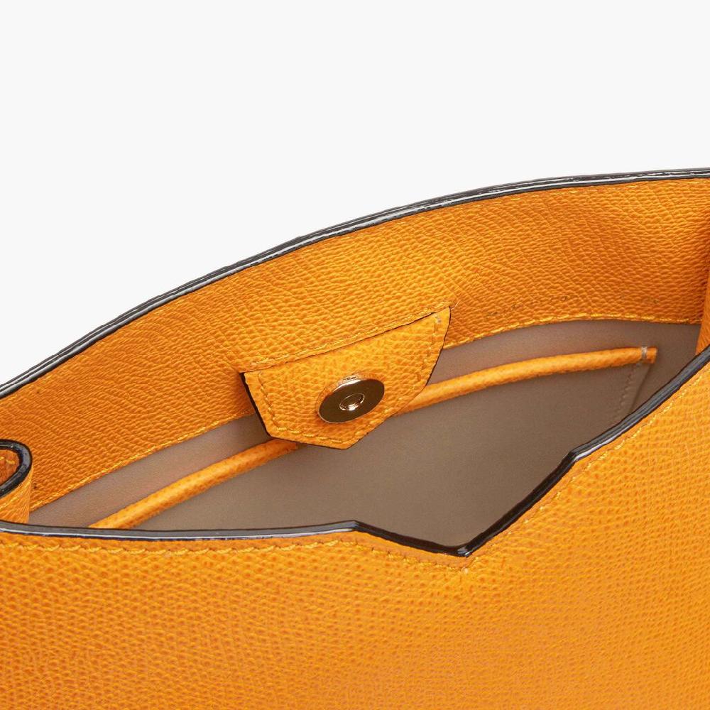 Valextra Borsa Weekend Mini compatta in Pelle Gialla | Valextra Hobo In Vendita