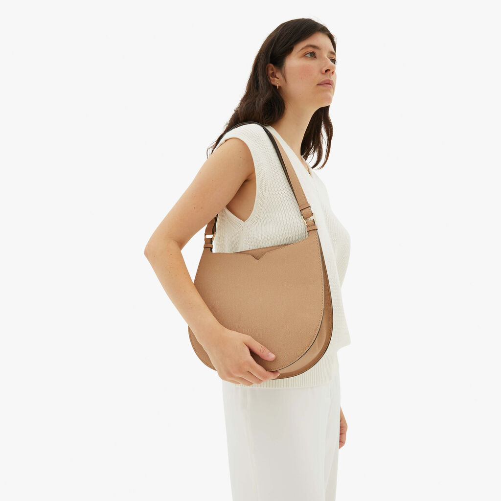 Valextra Borsetta a spalla Weekend in Pelle Beige | Valextra Hobo Offerte