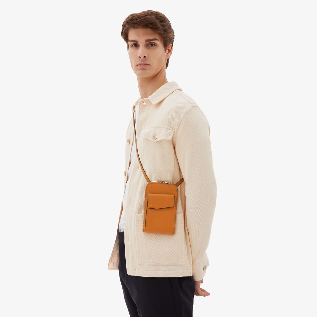 Valextra Portafoglio a tracolla in Pelle Marrone | Valextra Pocket In Linea