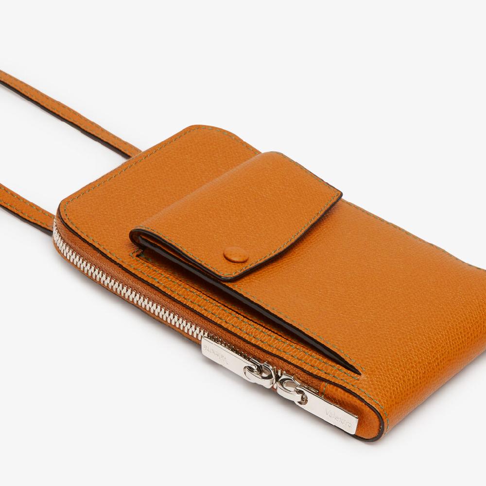 Valextra Portafoglio a tracolla in Pelle Marrone | Valextra Pocket In Linea