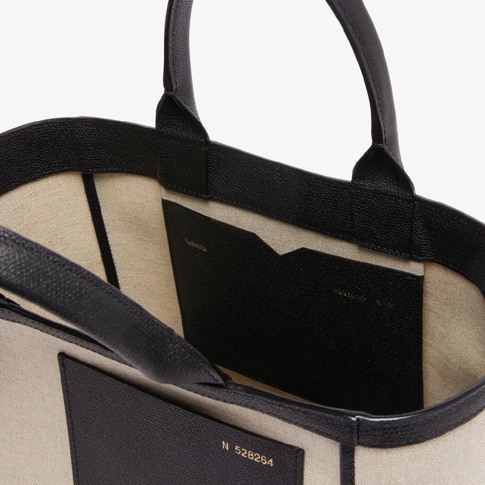 Valextra Shopping bag in canvas Mini in Tela Marrone | Valextra Soddisfazione Garantita