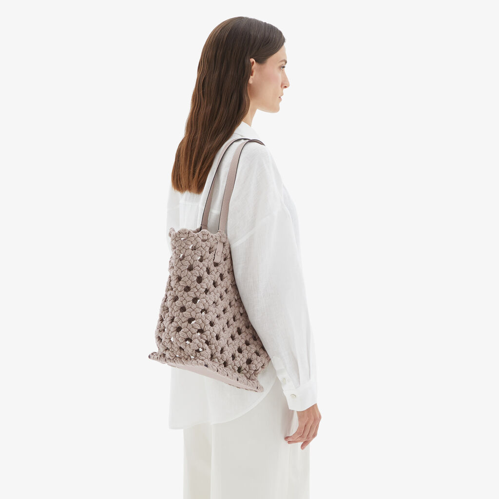 Valextra Borsa due manici da Donna in Tessuto Rosa intrecciato | Valextra Promozione Limitata