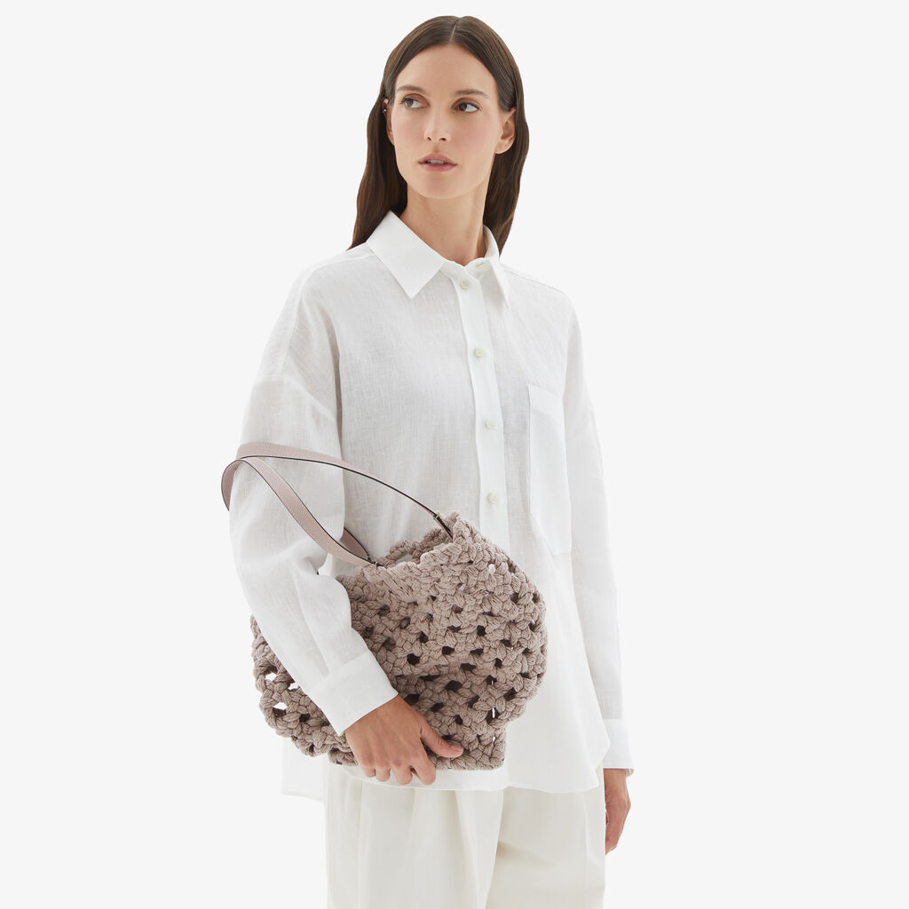 Valextra Borsa due manici da Donna in Tessuto Rosa intrecciato | Valextra Promozione Limitata