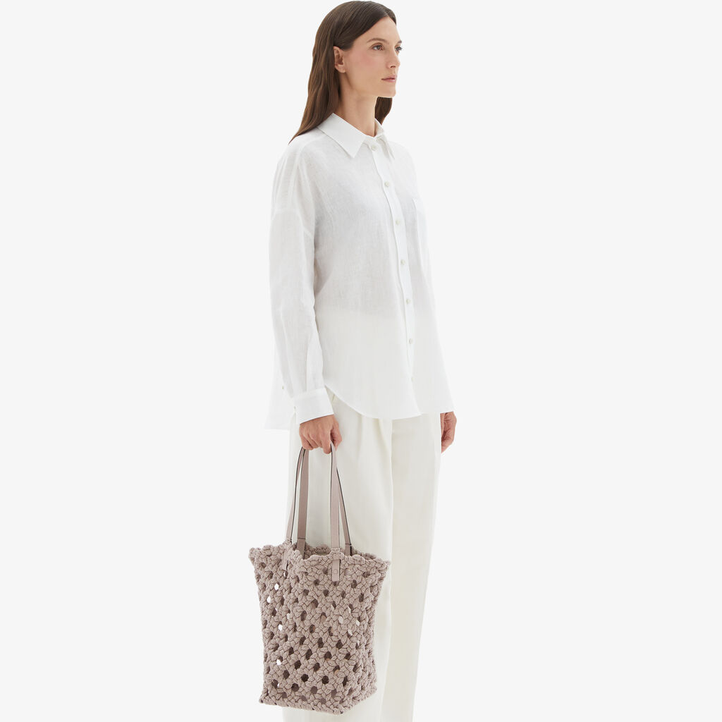 Valextra Borsa due manici da Donna in Tessuto Rosa intrecciato | Valextra Promozione Limitata