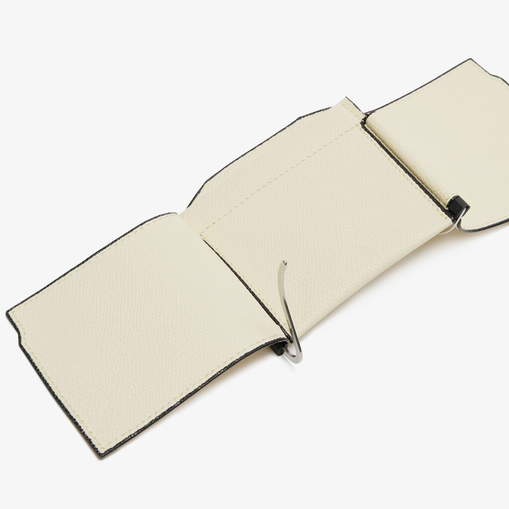 Valextra Portafoglio con fermasoldi trifold in Pelle Bianca | Valextra Prezzo Ridotto