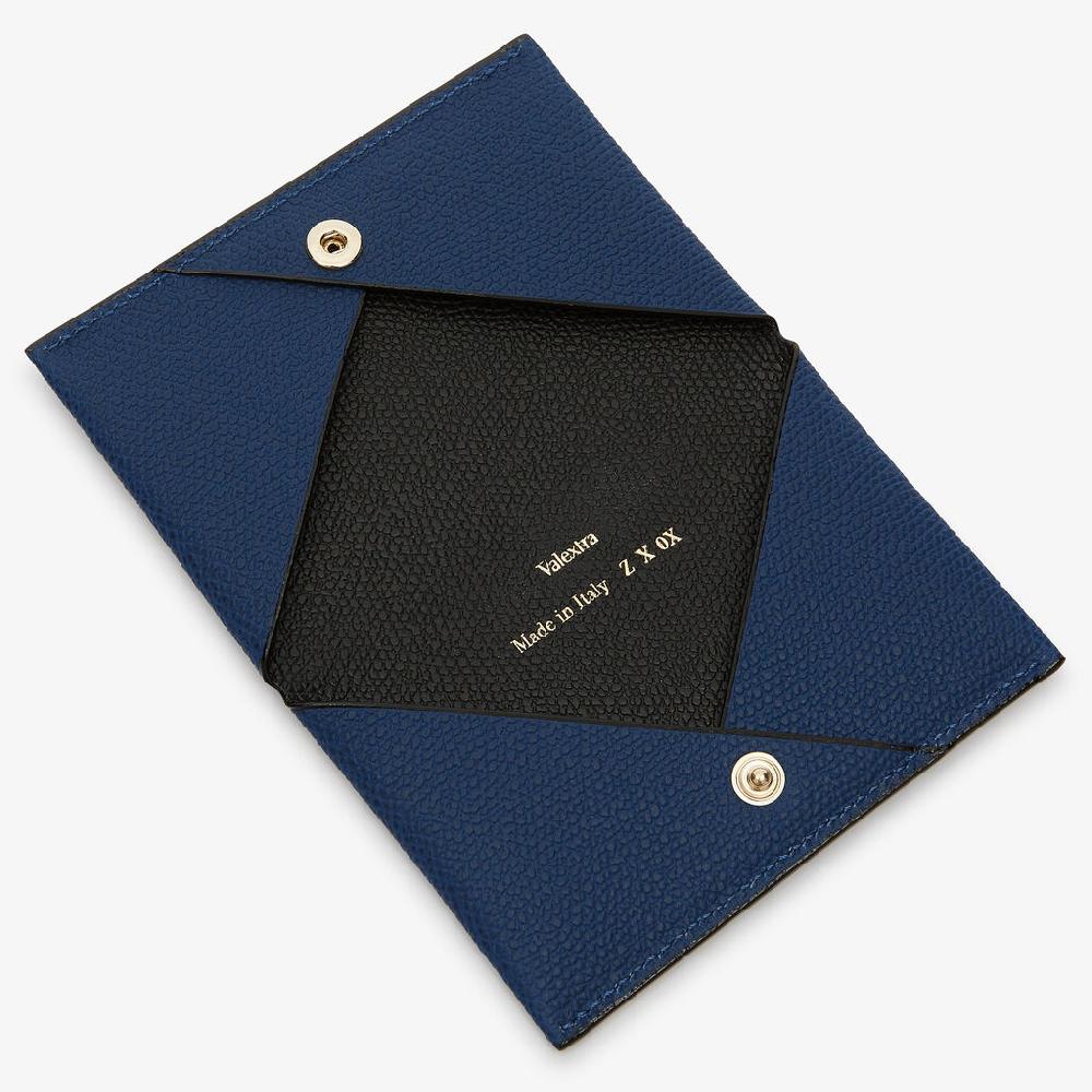 Valextra Porta carte da Donna in Pelle Blu Zaffiro e Nera | Valextra Convenienza