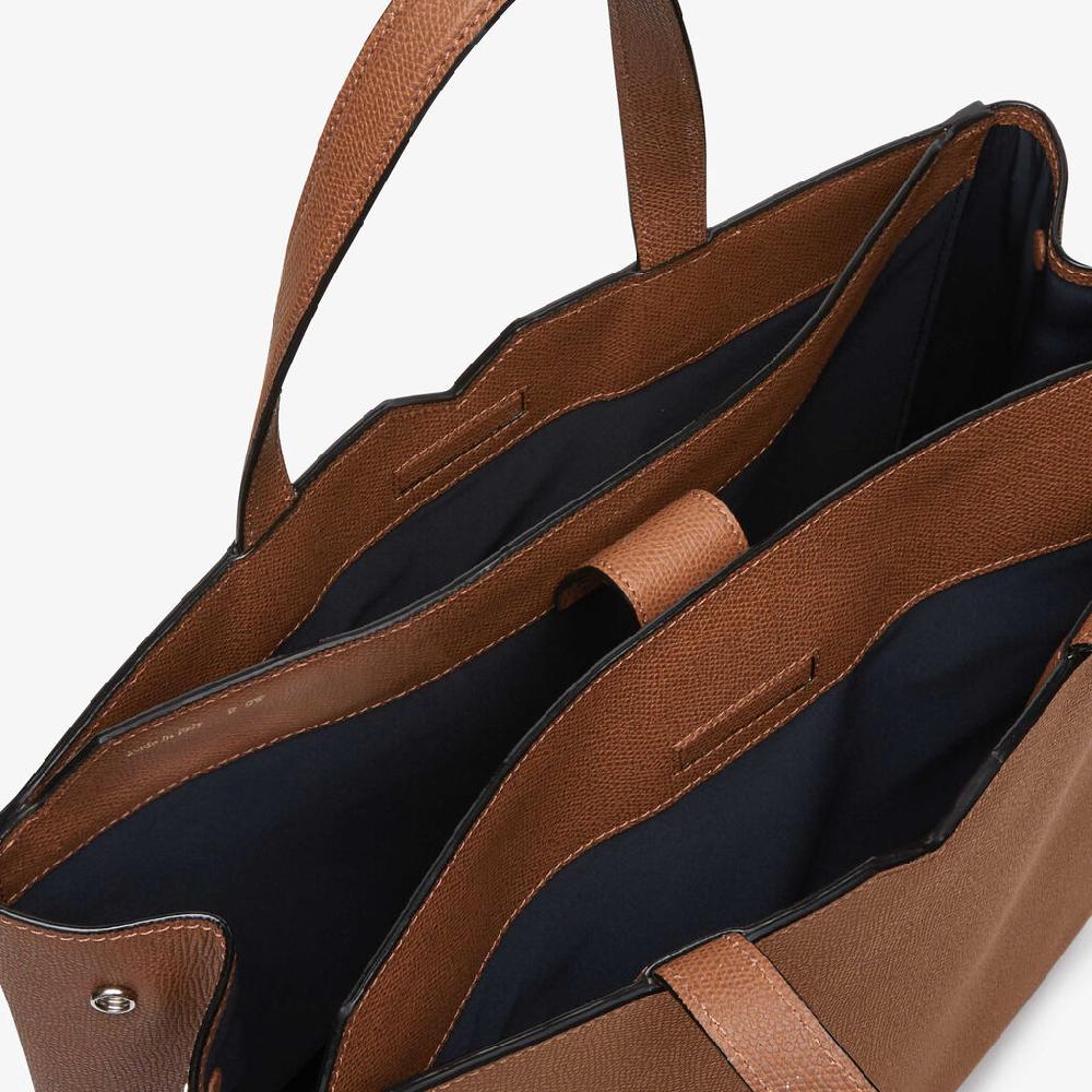 Valextra Borsa Shopping Uomo di Lusso in Pelle Marrone | Valextra V-Line Offerta