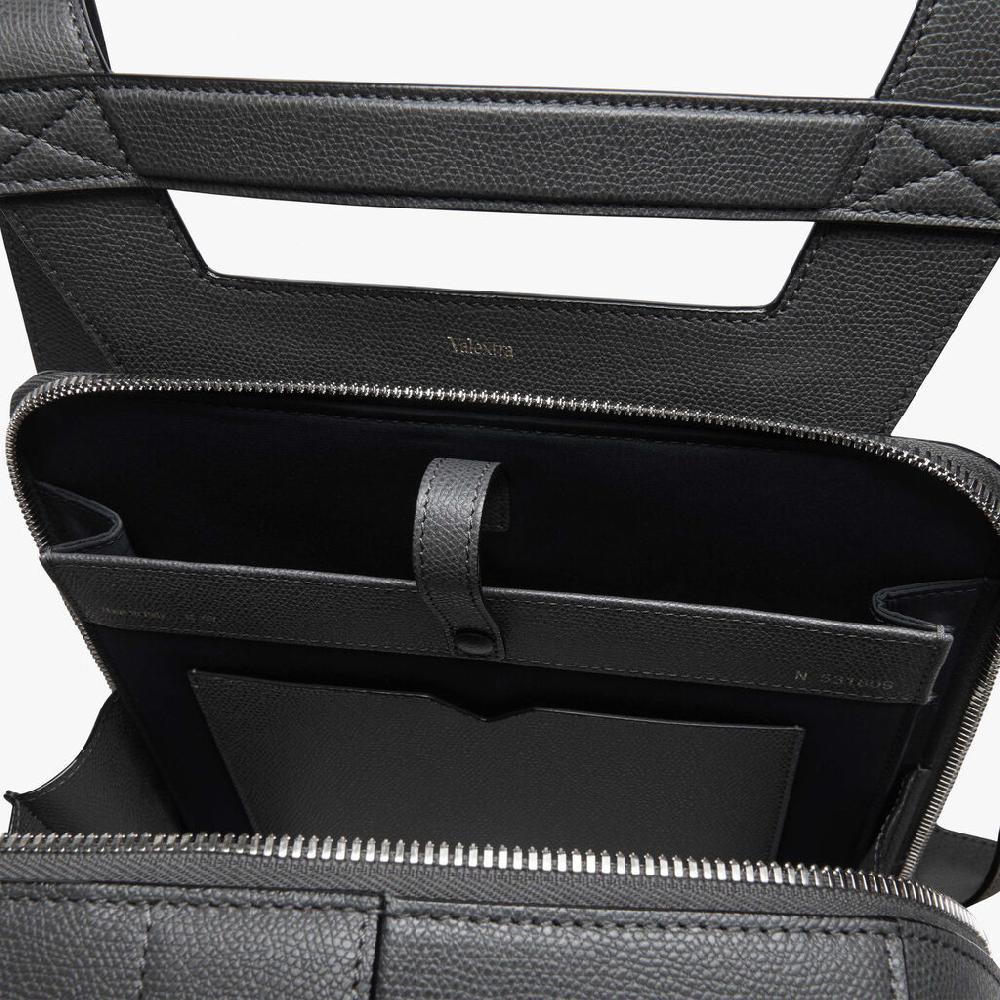 Valextra Valextra V-Line: Zaino da viaggio porta PC in Pelle Grigia Economico