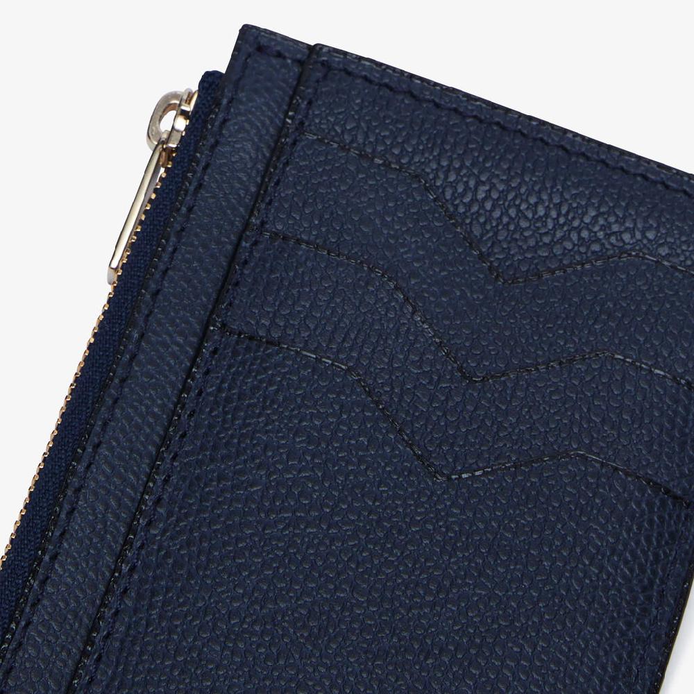 Valextra Porta carte da Uomo con zip di Lusso in Pelle Blu | Valextra Outlet