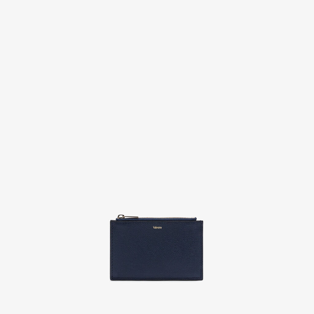 Valextra Porta carte da Uomo con zip di Lusso in Pelle Blu | Valextra Outlet