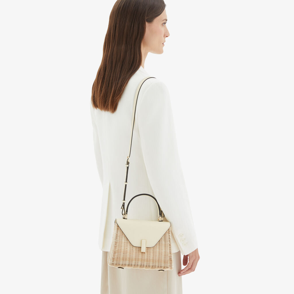Valextra Borsa a mano Donna in Vimini e Pelle Bianca | Valextra Iside Vendite Flash