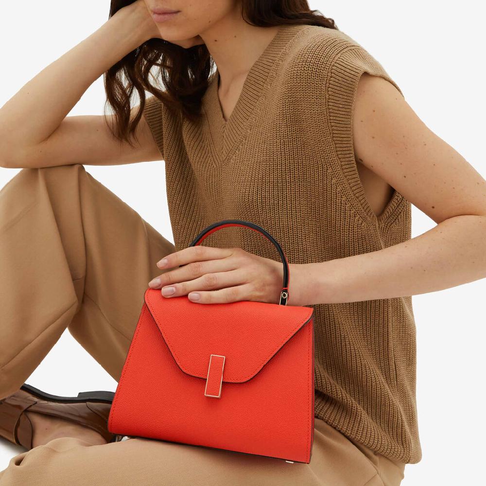 Valextra Borsa a mano Mini in Pelle Rossa Papavero | Valextra Iside Negozio