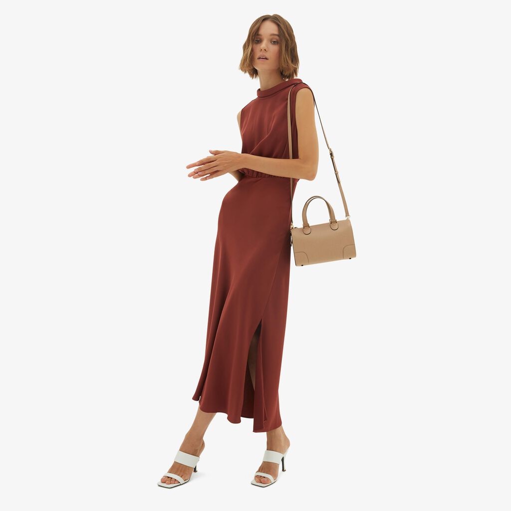 Valextra Borsa a bauletto in Pelle Beige con tracolla | Valextra Babila Italy