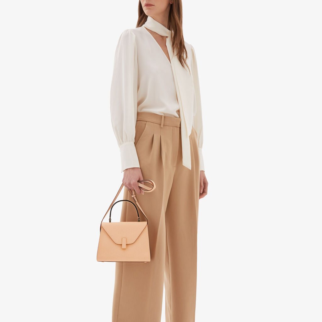 Valextra Borsa a mano Mini in Pelle Rosa Cipria | Valextra Iside Nuovo