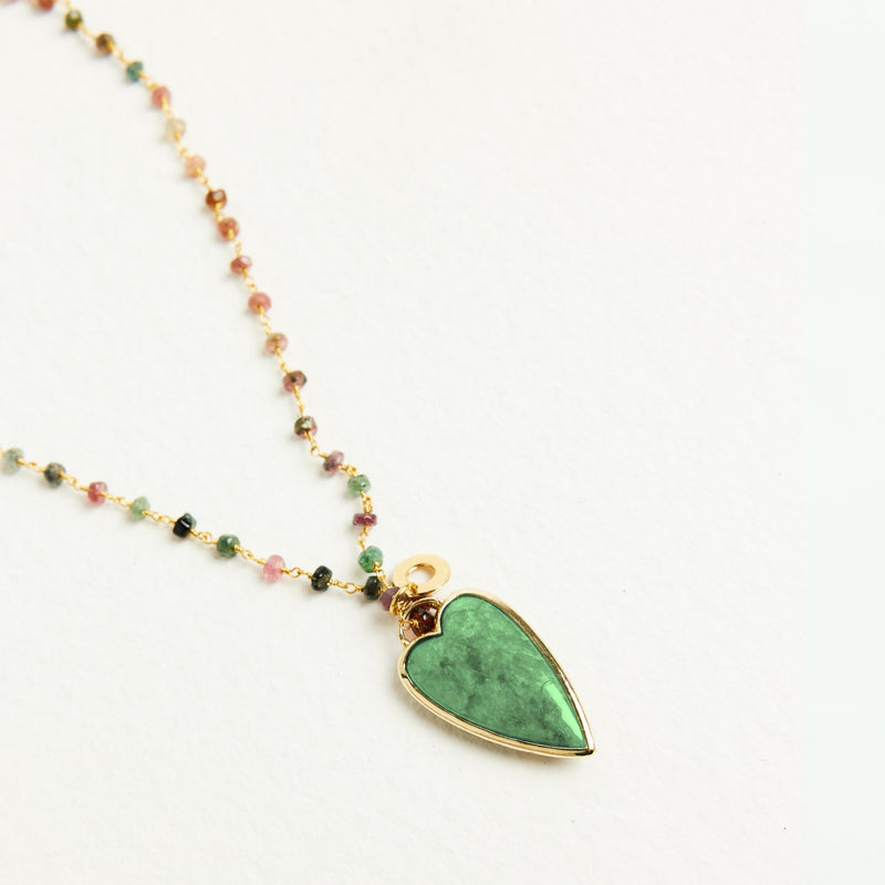 ALMALA COLLANA TORMALINA CUORE - VERDE Pezzi Unici